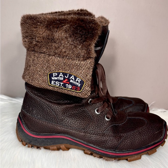 PAJAR Dark Brown Boots Faux Fur Cuff - Picture 8 of 8